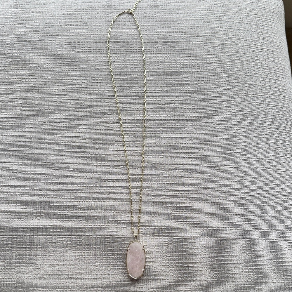 Kendra Scott Gold Necklace with Blush Pendant